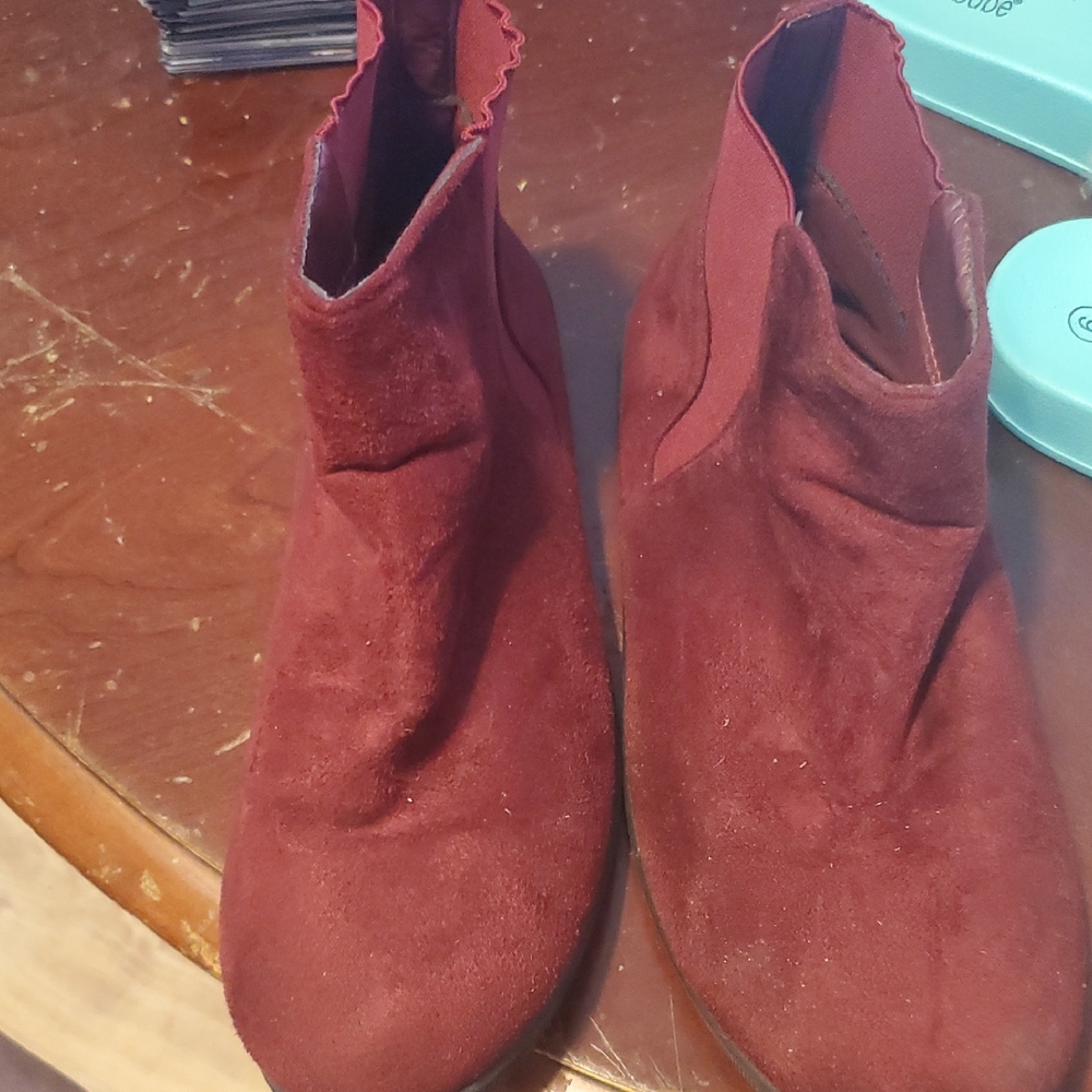 Women's Red Suede Ankle Boots